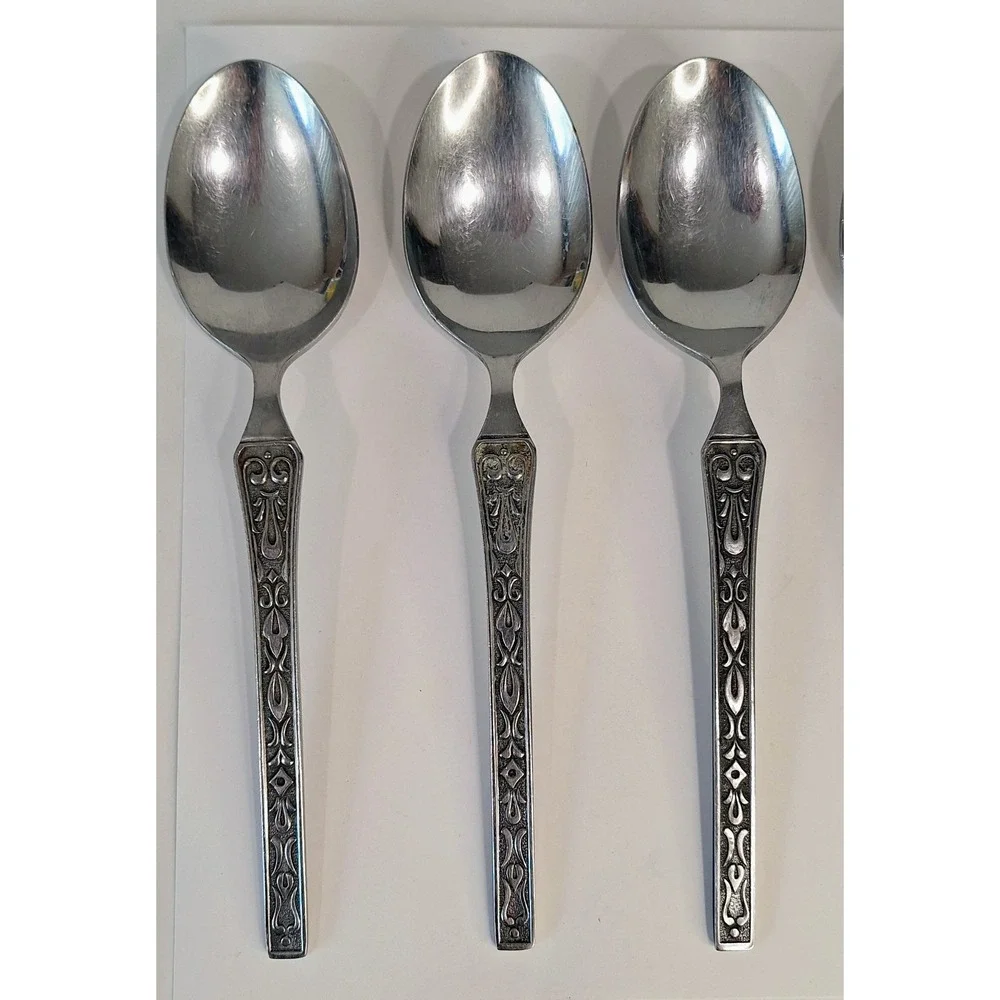 Lot 6 Towle TWS131 7.5 Inch Spoons Flatware Silverware MCM Supreme Cutlery Japan